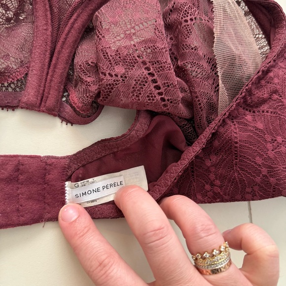 Simone Pérèle Comete Bra Seamless French Lace Burgundy Maroon Red Quite Luxury - Picture 3 of 7